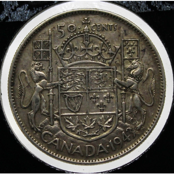 1943 CANADIAN SILVER 50 CENT COIN