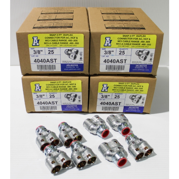 100 NEW ARLINGTON SNAP-2-IT 3/8" DUPLEX CONNECTOR