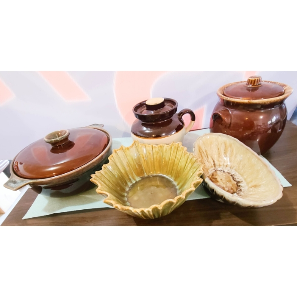 ROSEVILLE - SUNBURST - HALL POTTERY BEAN POTS ETC.