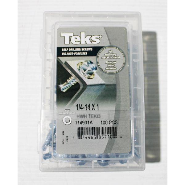 100PC TEKS 1/4-14 X 1 SELF DRILLING SCREWS - HWH TEK/3