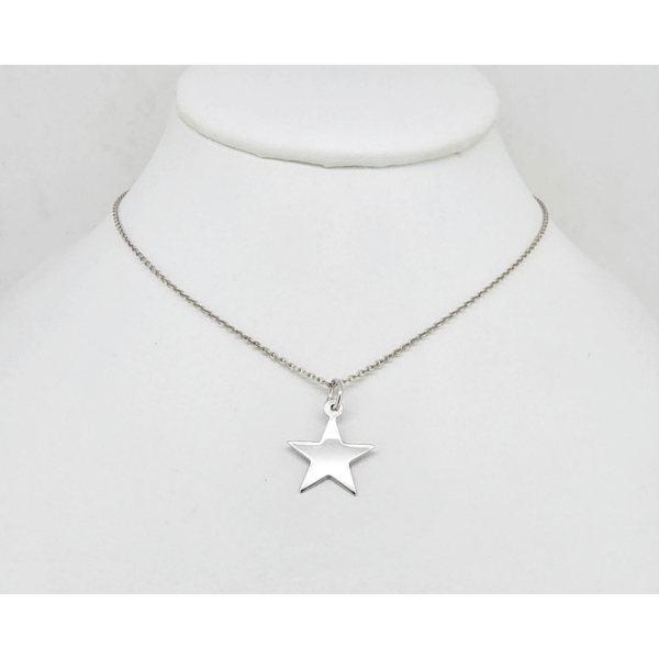 .925 SILVER 14" NECKLACE W/ STAR PENDANT