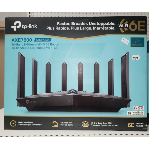 NEW TP-LINK AXE7800 TRI-BAND 8-STREAM WI-FI-ROUTER