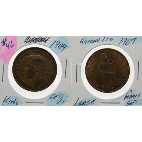 1944 AND 1967 LARGE PENNIES