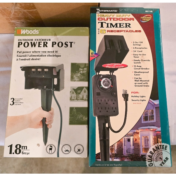 TWO OUTDOOR POWER OUTLET POSTS