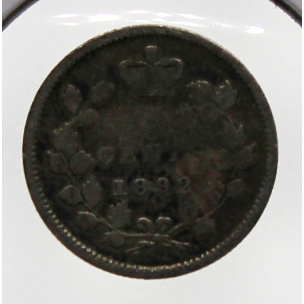 1892 VICTORIAN CANADA SILVER 5 CENT COIN