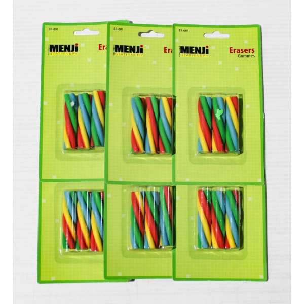 6X THREE PACKS OF TWIST ERASERS