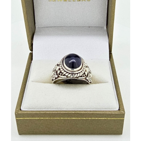 .925 SILVER MENS RING WITH SAPPHIRE