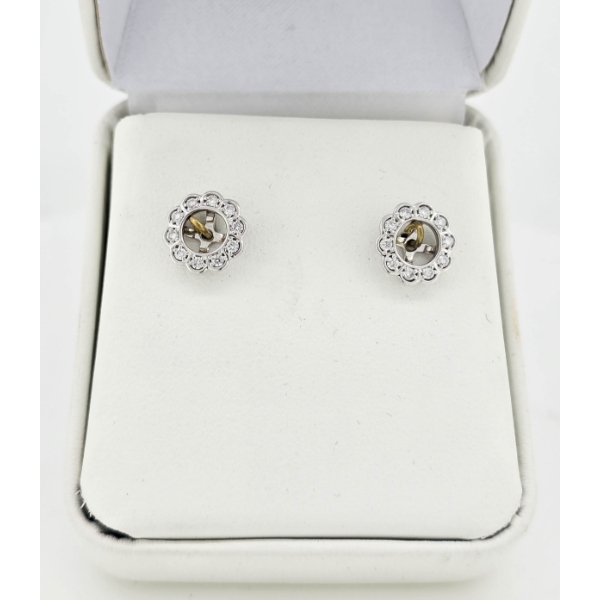 14K WHITE GOLD EARRING JACKETS W/ .18 TDW DIAMOND