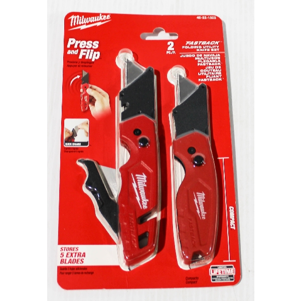 NEW MILWAUKEE 2PC FAST-BACK FOLDING KNIFE SET 