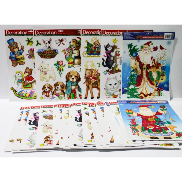 42 NEW CHRISTMAS HOLIDAY WINDOW CLINGS SHEETS