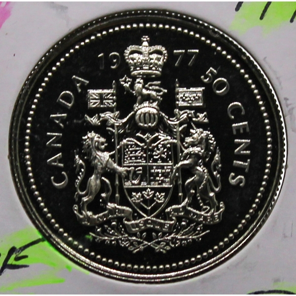 1977 PROOF CAMEO CANADA 50 CENT COIN