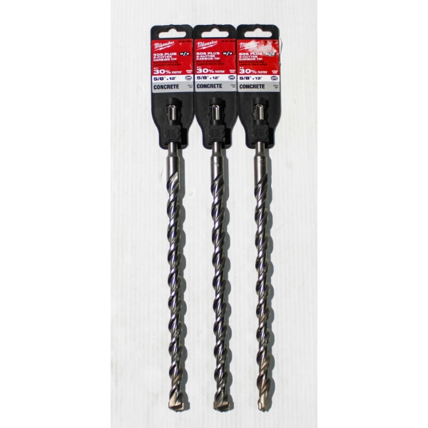 3 NEW MILWAUKEE 5/8 X 12" CONCRETE BITS