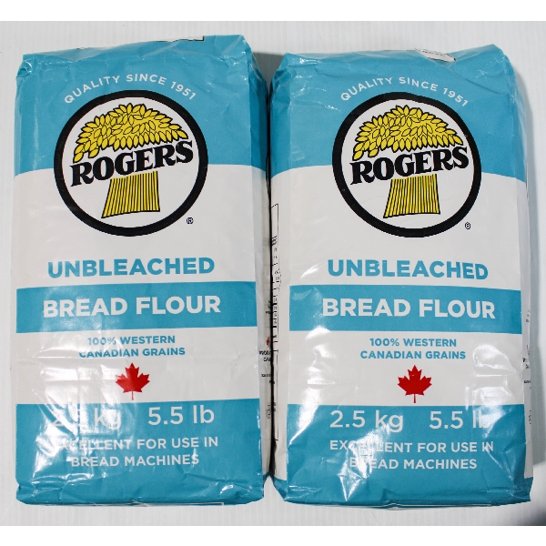 2BGS ROGERS UNBLEACHED BREAD FLOUR 2.5KG BAGS