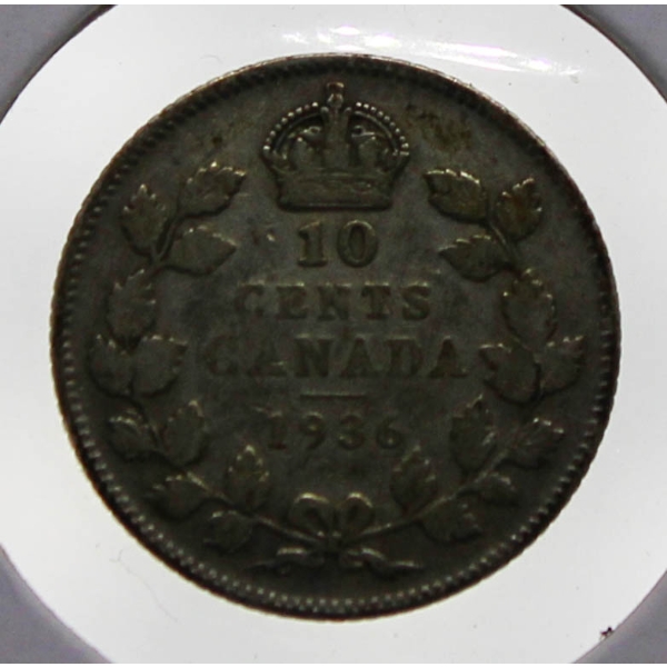 1936 CANADIAN SILVER 10 CENT COIN