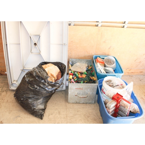 ESTATE OF NAILS, FASTNERS, CHRISTMAS DECORATIONS ETC