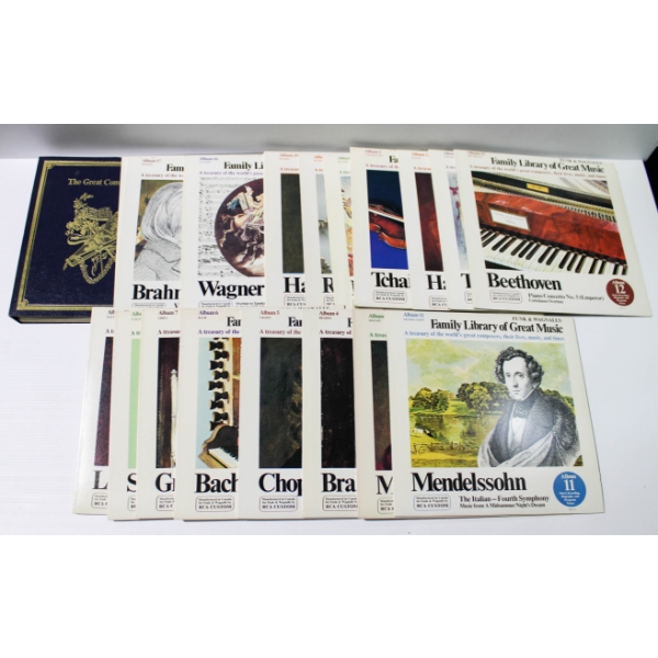 20 FAMOUS COMPOSER RECORDS + COMPOSER HISTORY BOOK