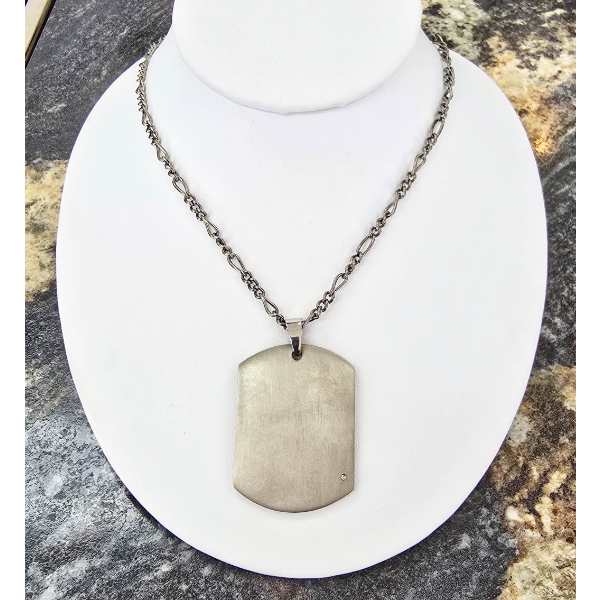 NEW TITANIUM & DIAMOND PENDANT W/ 18" TITANIUM CHAIN