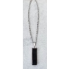 Image 1 : 24" STAINLESS STEEL CHAIN W/ ONYX INLAID PENDANT
