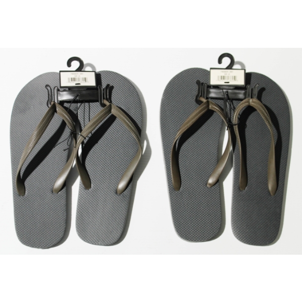 2 NEW GREY FLIP FLOPS - SIZE LARGE