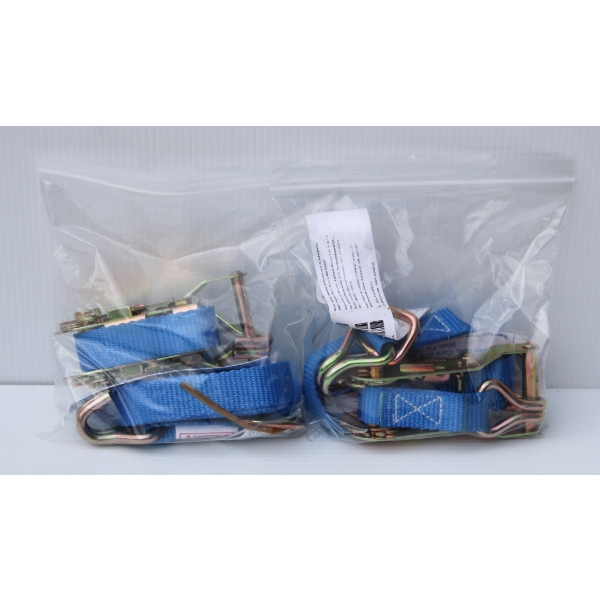 2 NEW FASTENAL 1" X 10 FT RATCHET STRAP W/ HOOK & RING - BLUE