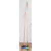 Image 1 : 2 WOODEN HANDLE CLEANING BROOMS BLUE & GREEN