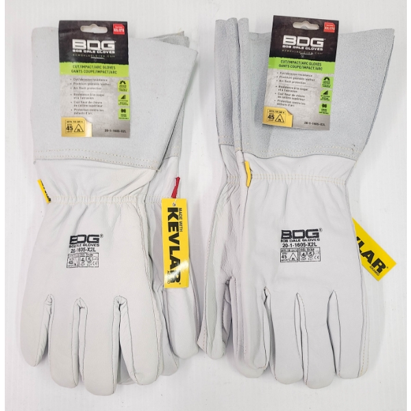 2 PR  BDG LEATHER LINED CUT IMPACT ARC WELDING GLOVES