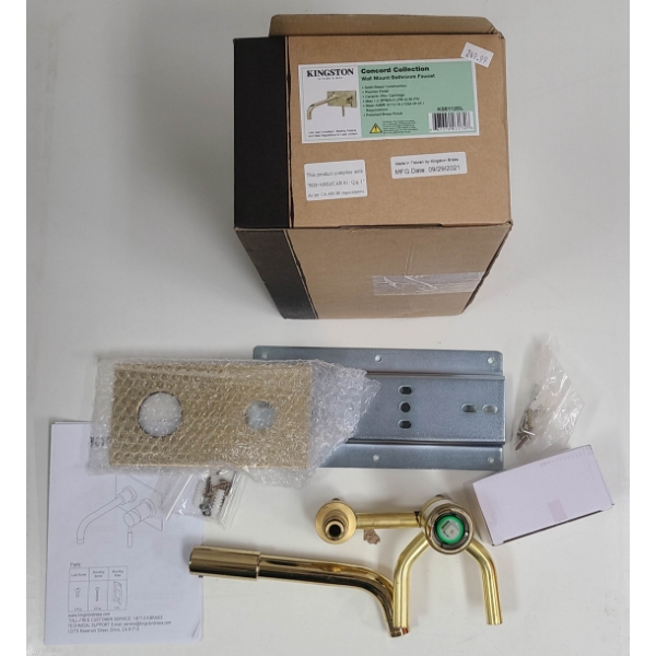 KINGSTON CONCORD COLLECTION BRASS WALL MOUNT BATHROOM FAUCET