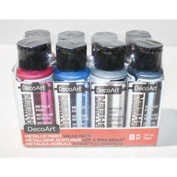 8 NEW DECOART METALLIC CRAFT PAINTS - ASST. COLORS