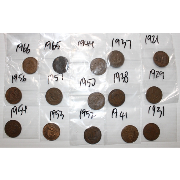 15 HALF PENNIES 