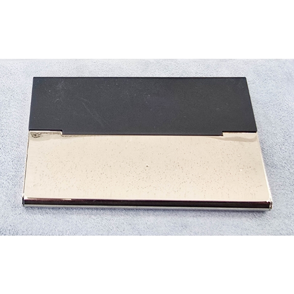 NEW STAINLESS STEEL & BLK BUSINESS CARD HOLDER