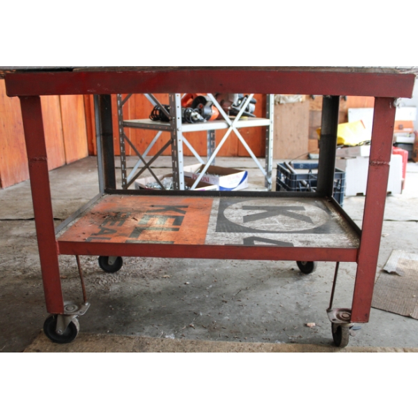 ROLLING METAL SHOP CART - RED - CONTENTS NOT INCLUDED