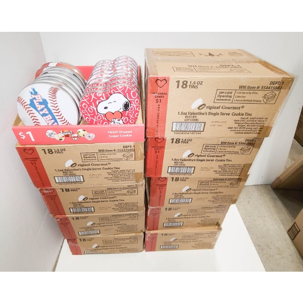 10 X 18 X 1.5OZ GOURMET COOKIES W/ PEANUTS CHARACTER ETC. TINS