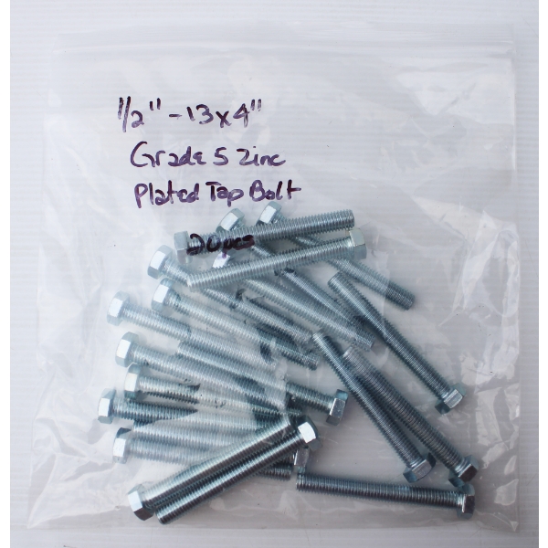 20 NEW 1/2" - 13 X 4" GRADE 5 ZINC PLATED TAP BOLT