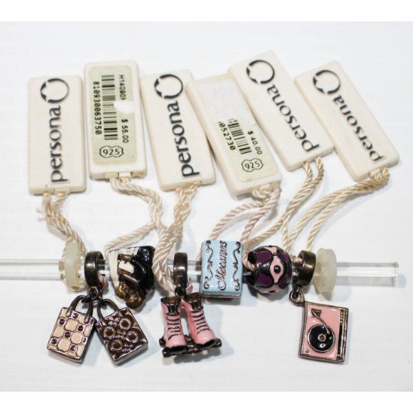 6 PERSONA .925 BRACELET CHARMS - ROLLER BLADES ETC.