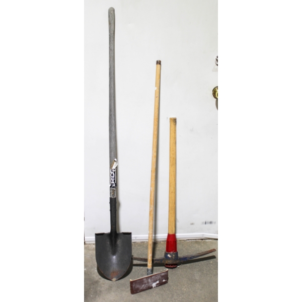SHOVEL - PICK AXE - SANDING BROOM