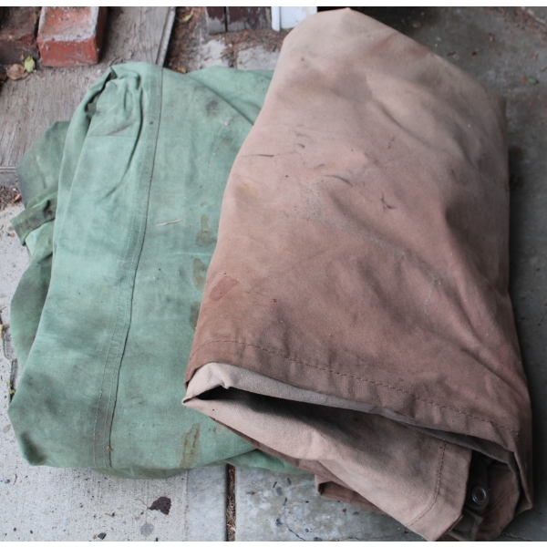 TWO HEAVY DUTY CANVAS TARPS