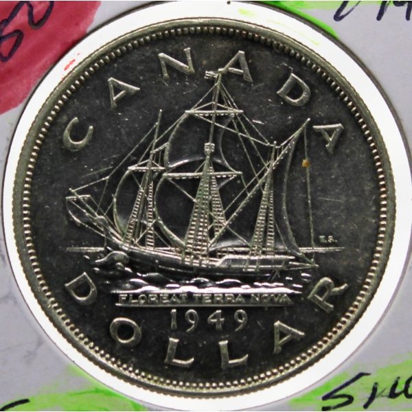 1949 CANADA SAILING SHIP SILVER $1 DOLLAR COIN