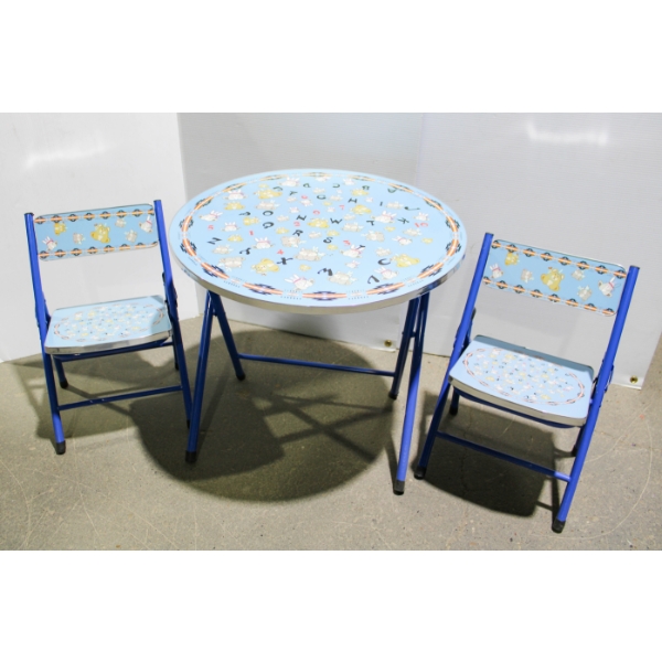 3PC NEW CHILDREN'S FOLDING TABLE & CHAIR SET - BLUE