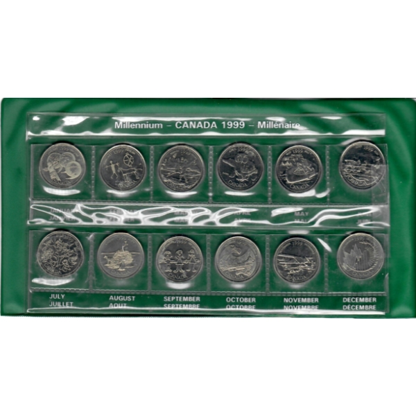 CANADA 1999 MILLENIUM MINT 25 CENT COIN SET