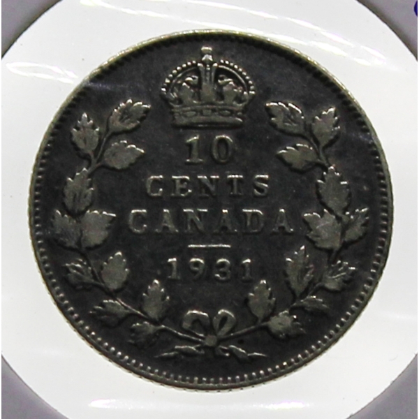 1931 SILVER CANADIAN 10 CENT COIN