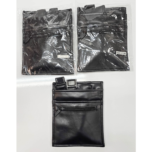 3 LEATHER WAIST SERVER BLK MONEY BELTS