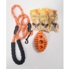 Image 1 : NEW SOFT HANDLED ORANGE DOG LEASH W/ TOY & SM CHEWS