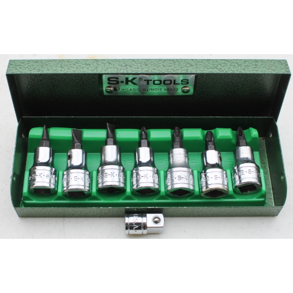 8PC S-K TOOLS 3/8" DRIVE SCREWDRIVER BIT SOCKET SET