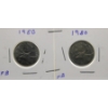 Image 1 : TWO 1980 CANADIAN FAR BEAD & NEAR BEAD 25 CENTS