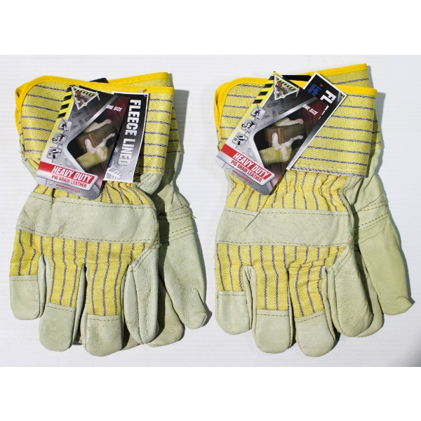 TWO NEW HD FLEECE LINED LEATHER GLOVES