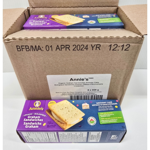 6 X 226G ANNIE’S ORGANIC BIRTHDAY CAKE GRAHAM SANDWICHES
