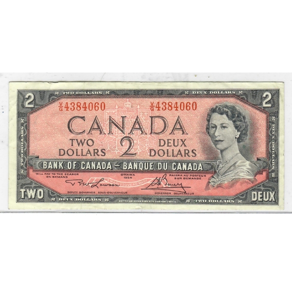 1954 CANADIAN $2 DOLLAR BANK NOTE
