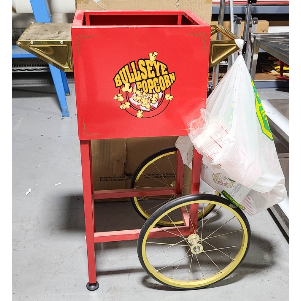 NEW BULLSEYE 8OZ POPCORN MACHINE CART W/ TOOLS & ACCESSORIES