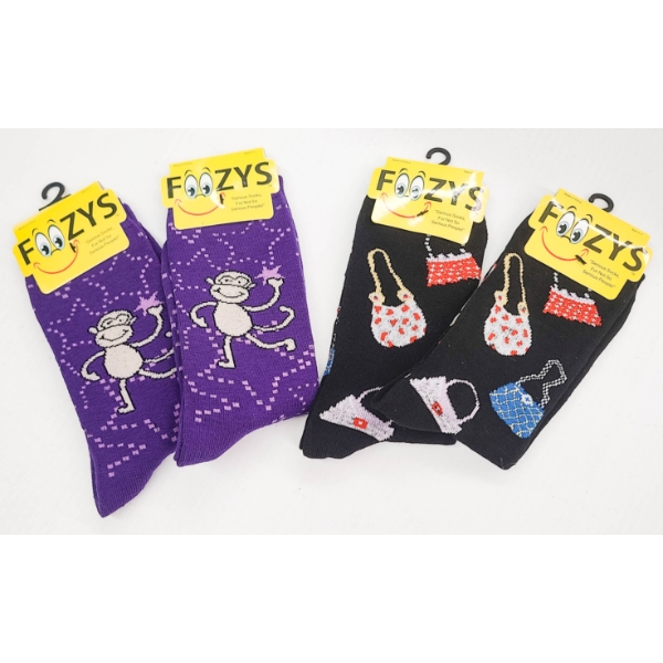 4 NEW PAIRS OF FOOZYS SOCKS MONKEY & PURSES