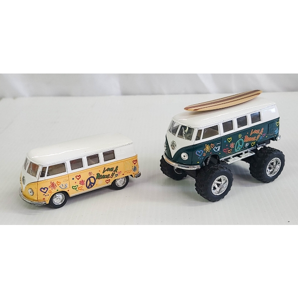 2 DIECAST VOLKSWAGEN HIPPIE BUSES